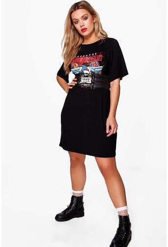 Plus Blair Printed Band Belt 2 in 1 T-shirt Dress