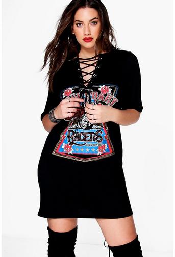 Plus Kerry-Anne Lace Up Detail Band Dress