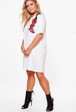 Plus Hannah Floral Applique T-shirt Dress