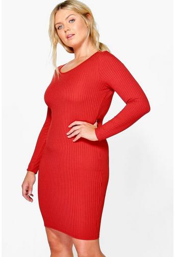 Plus Molly Ribbed Long Sleeve Bodycon Dress