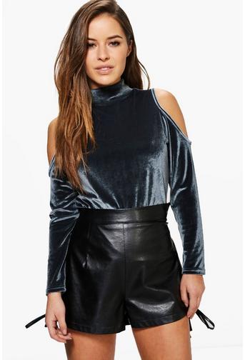 Petite Bianca Open Shoulder High Neck Sweat