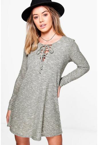 Petite Amerie Lace Up Knitted Swing Dress