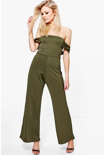 Petite Caitlin Off The Shoulder Wide Leg Jumpsuit