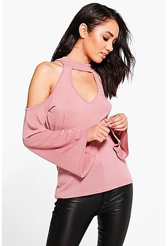 Petite Lucy Plunge Neck Tie Back Knitted Top