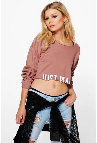 Petite Ella Just Peachy Slogan Sweat