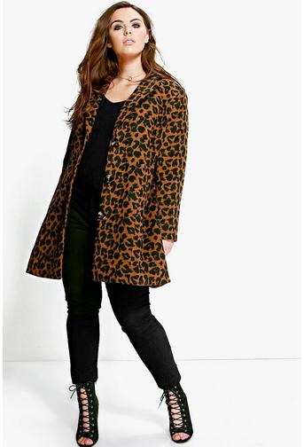 Plus Caitlin Animal Wool Look Coat
