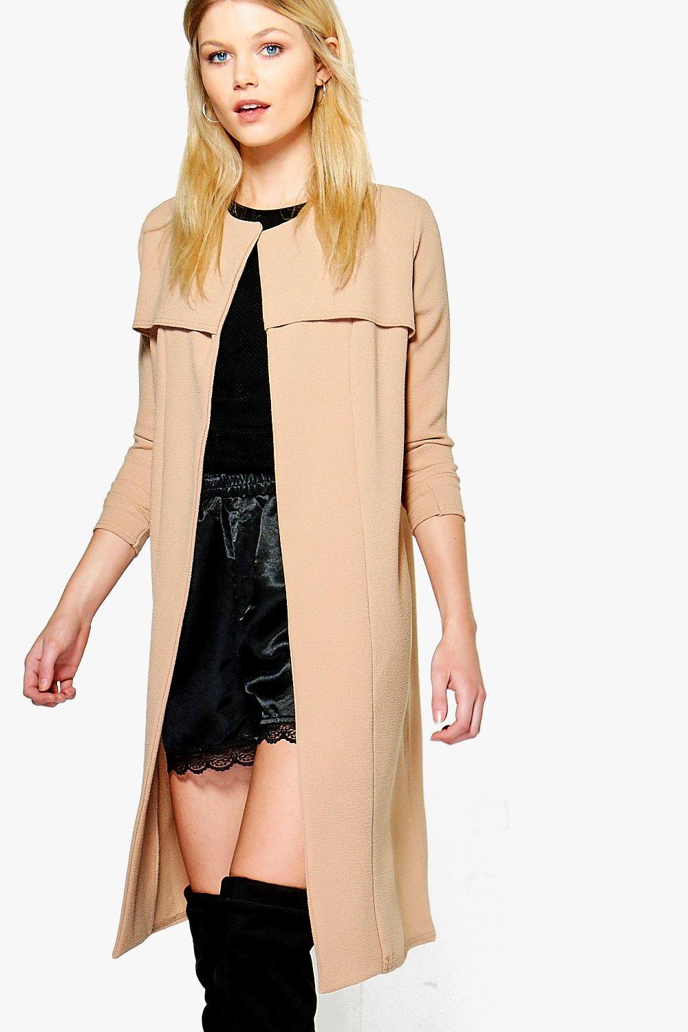 Boohoo Womens Petite Kim Collarless Duster Jacket | eBay