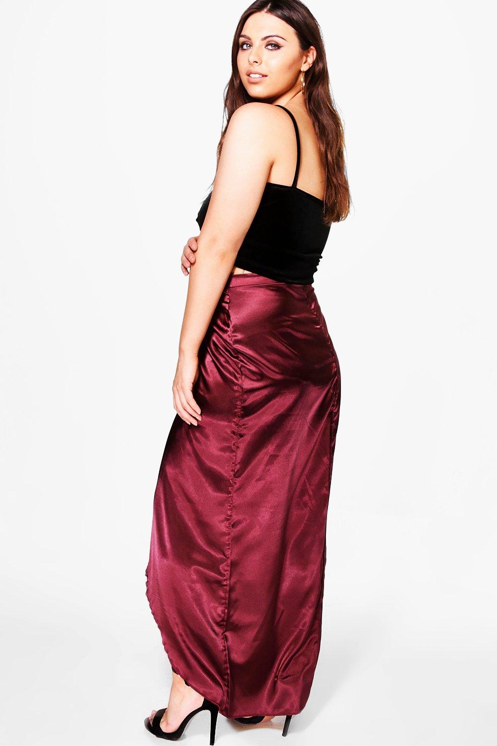 satin wrap skirt long
