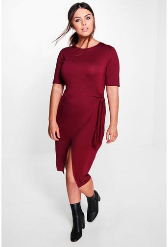 Plus Niamh Tie Waist 3/4 Sleeve Wrap Dress