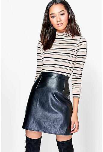 Petite Grace Stripe Turtle Neck Knitted Top