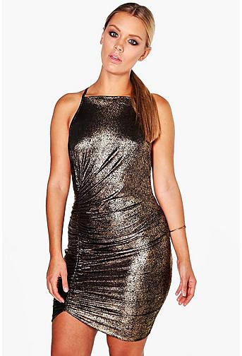 Plus Kirstie Shimmer Ruched Strappy Dress