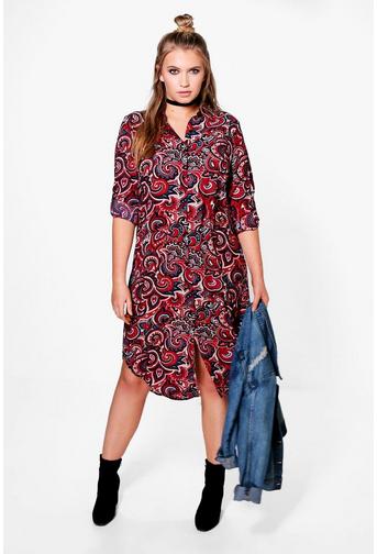 Plus Erin Paisley Longline Shirt Dress