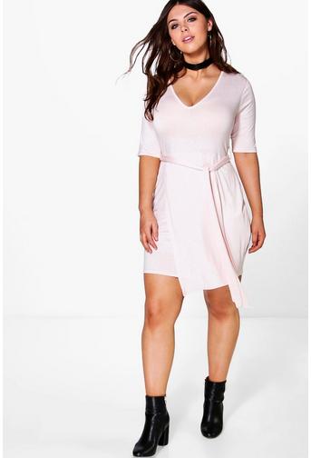 Plus Harriet V-neck Tie Front Shift Dress