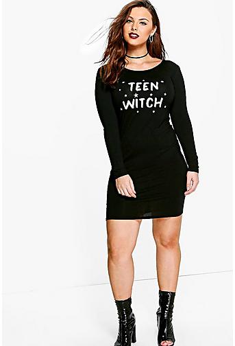 Plus Charl Teen Witch Halloween Bodycon Dress