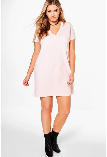 Plus Naomi Plunge Neck Strap Shift Dress