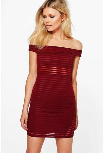 Petite Rosie Burn Out Bardot Bodycon Dress