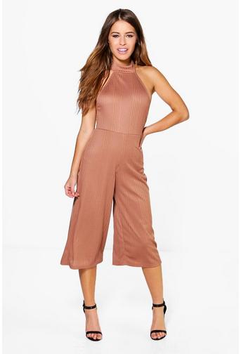 Petite Colette Halterneck Rib Jumpsuit