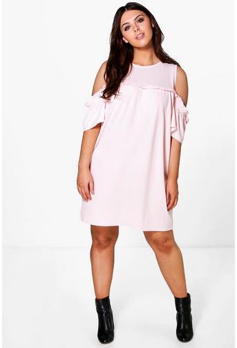 Plus Sadie Open Shoulder Ruffle Shift Dress