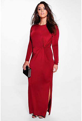 Plus Amber Slinky Knot Front Maxi Dress