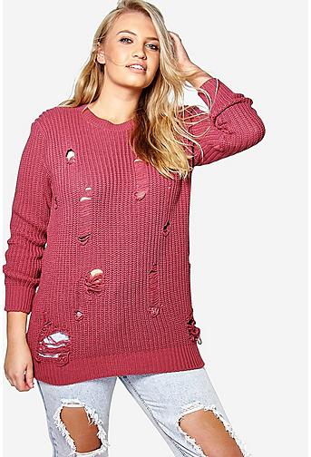 Plus Rosa Distressed Knitted Jumper