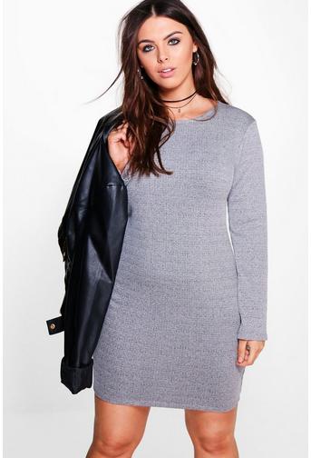 Plus Sarah Ribbed Long Sleeve Bodycon Dress