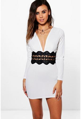 Petite Annie Crochet Trim Waist Bodycon Dress