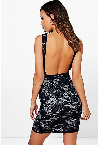 Petite Amy Backless Lace Bodycon Dress