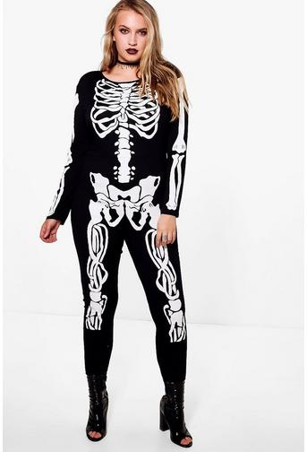 Plus Jenny Skeleton Print Halloween Jumpsuit