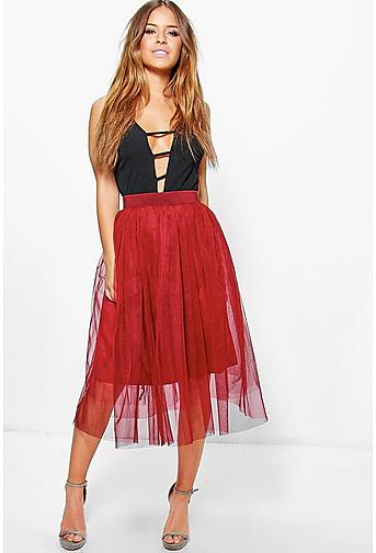 Petite Shania Tulle Full Midi Skirt