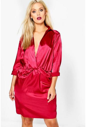 Plus Ella Satin Wrap Dress