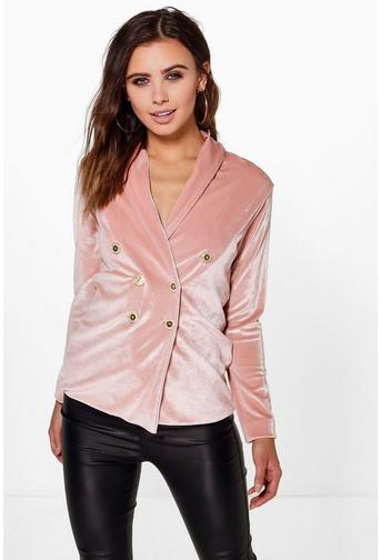 Petite Ruby Double Breasted Velvet Blazer