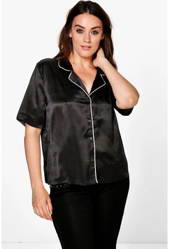 Plus Kara Piping PJ Shirt