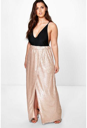 Plus Isabella Wrap Sequin Maxi Skirt