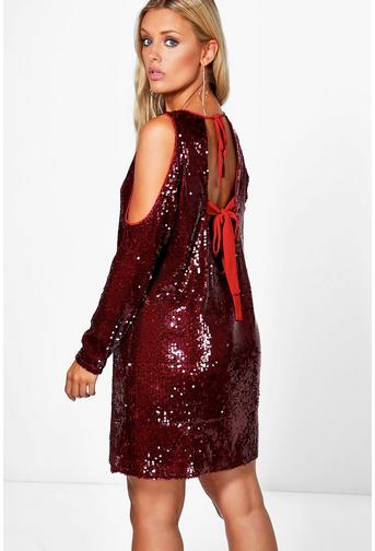 Plus Riley Cold Shoulder Sequin Dress