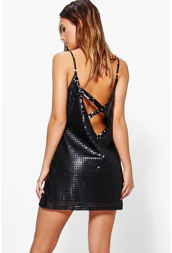 Petite Olivia Sequin Back Detail Slip Dress