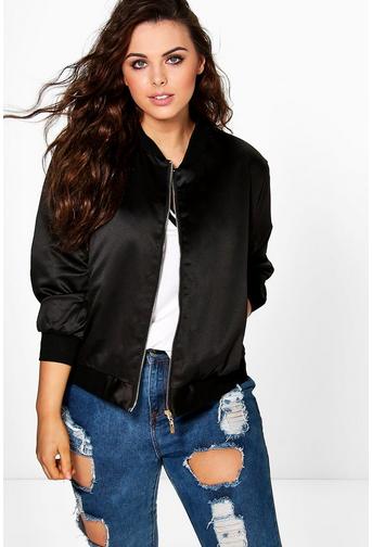 Plus Mila Premium Satin Bomber Jacket