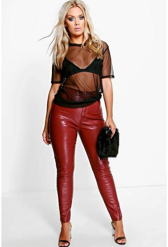 Plus Emmy PU High Waist Tube Jean