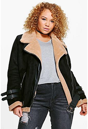 Plus Maurie Faux Fur Lined Aviator Jacket