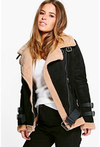 Petite Josie Fur Lined Aviator Jacket