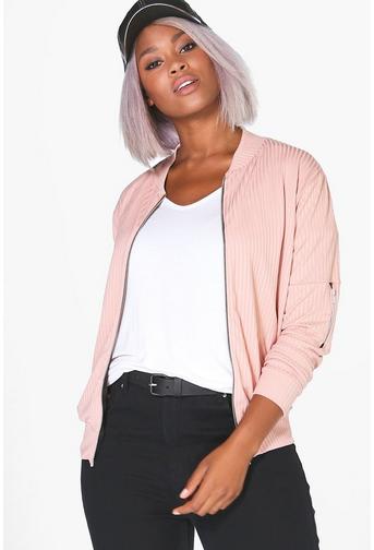 Plus Bex Ribbed Bomber Jacket