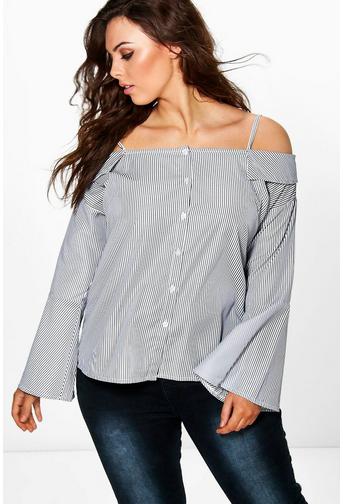 Plus Milly Striped Bandeau Blouse