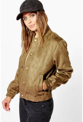 Petite Anabela Bonded Suedette Bomber Jacket