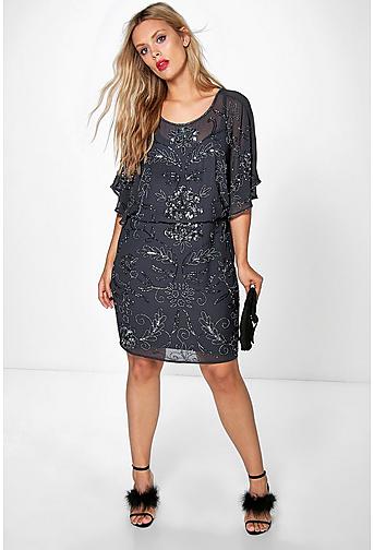 Plus Alannis All Over Beaded Batwing Dress