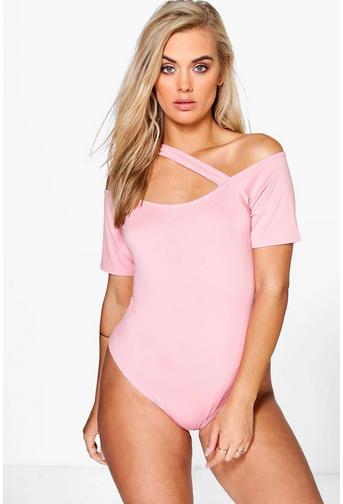 Plus Rosa Cross Strap Detail Bodysuit