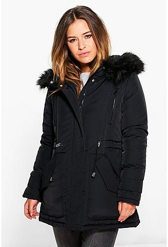 Petite Lilly Luxe Parka With Faux Fur Hood