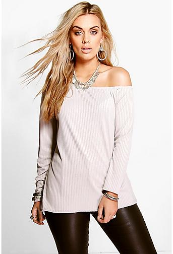 Plus Kelly Off The Shoulder Ribbed Top