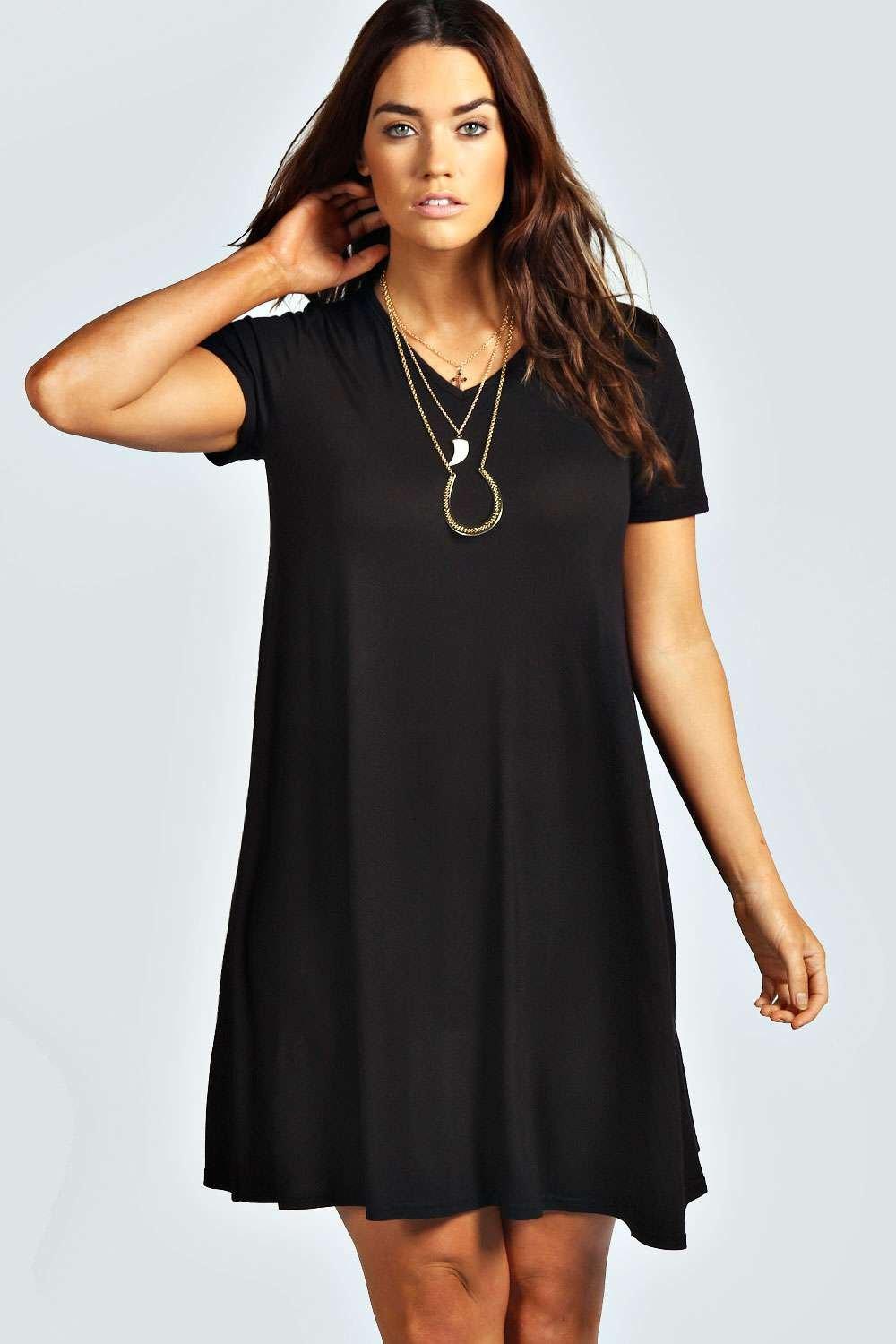 Plus Clea V Neck Swing Dress At