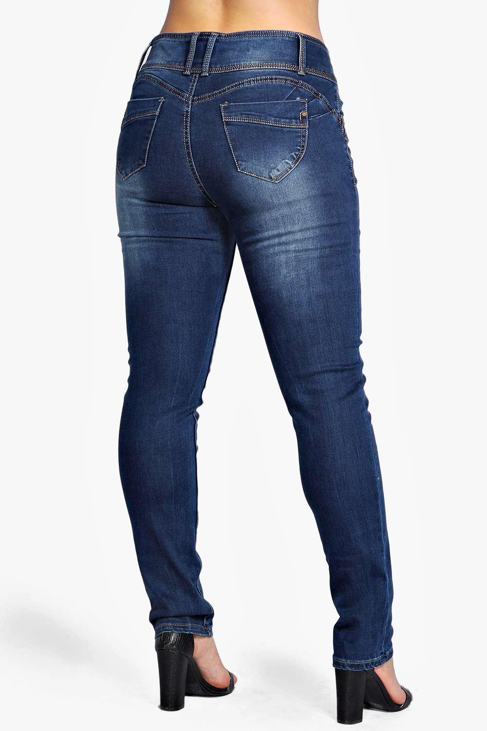 Boohoo Womens Plus Size Miley High Waisted Stretch Skinny Jeans In Denim Blue | eBay