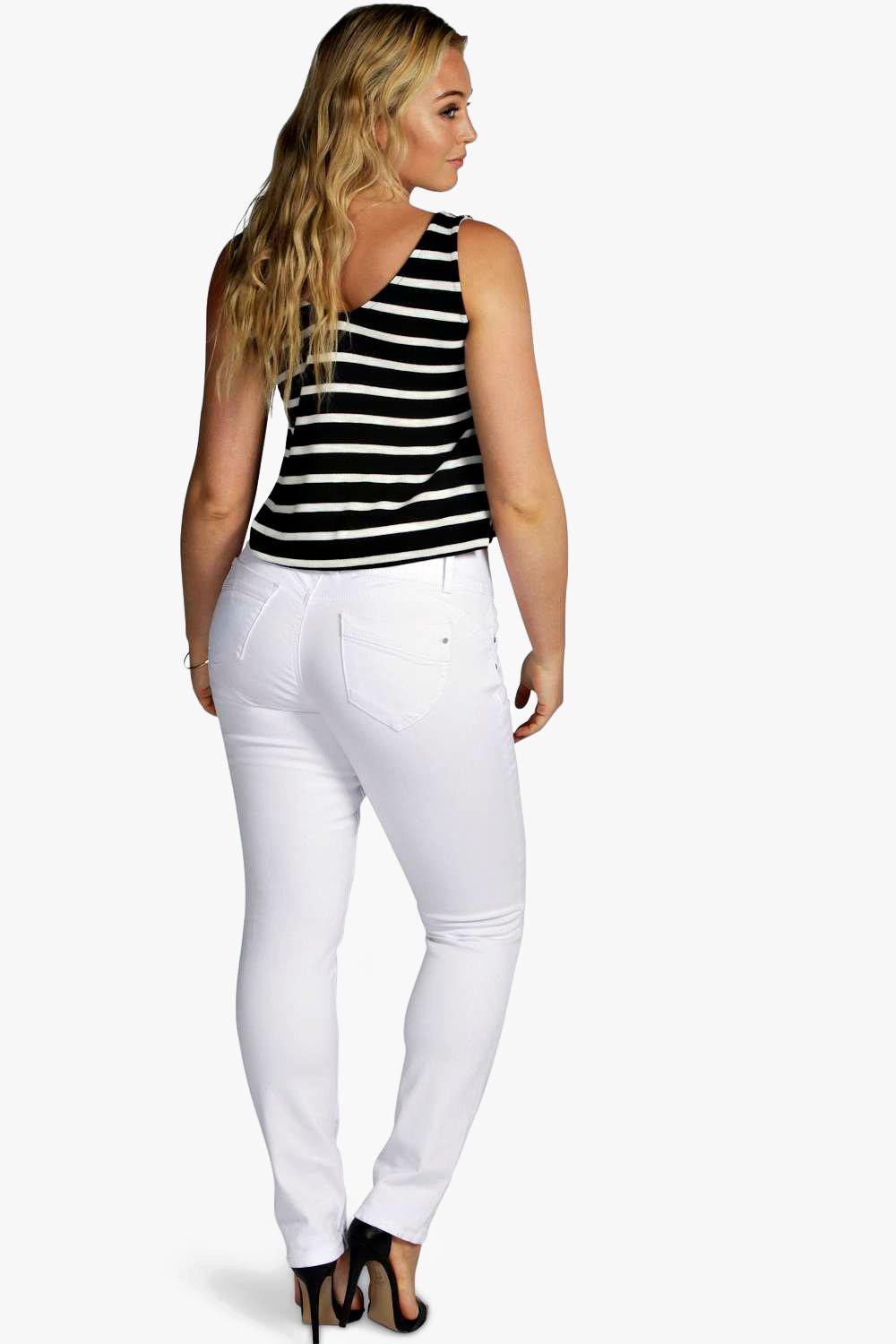 Boohoo Womens Plus Size Miley High Waisted Stretch Skinny Jeans In Denim Blue | eBay