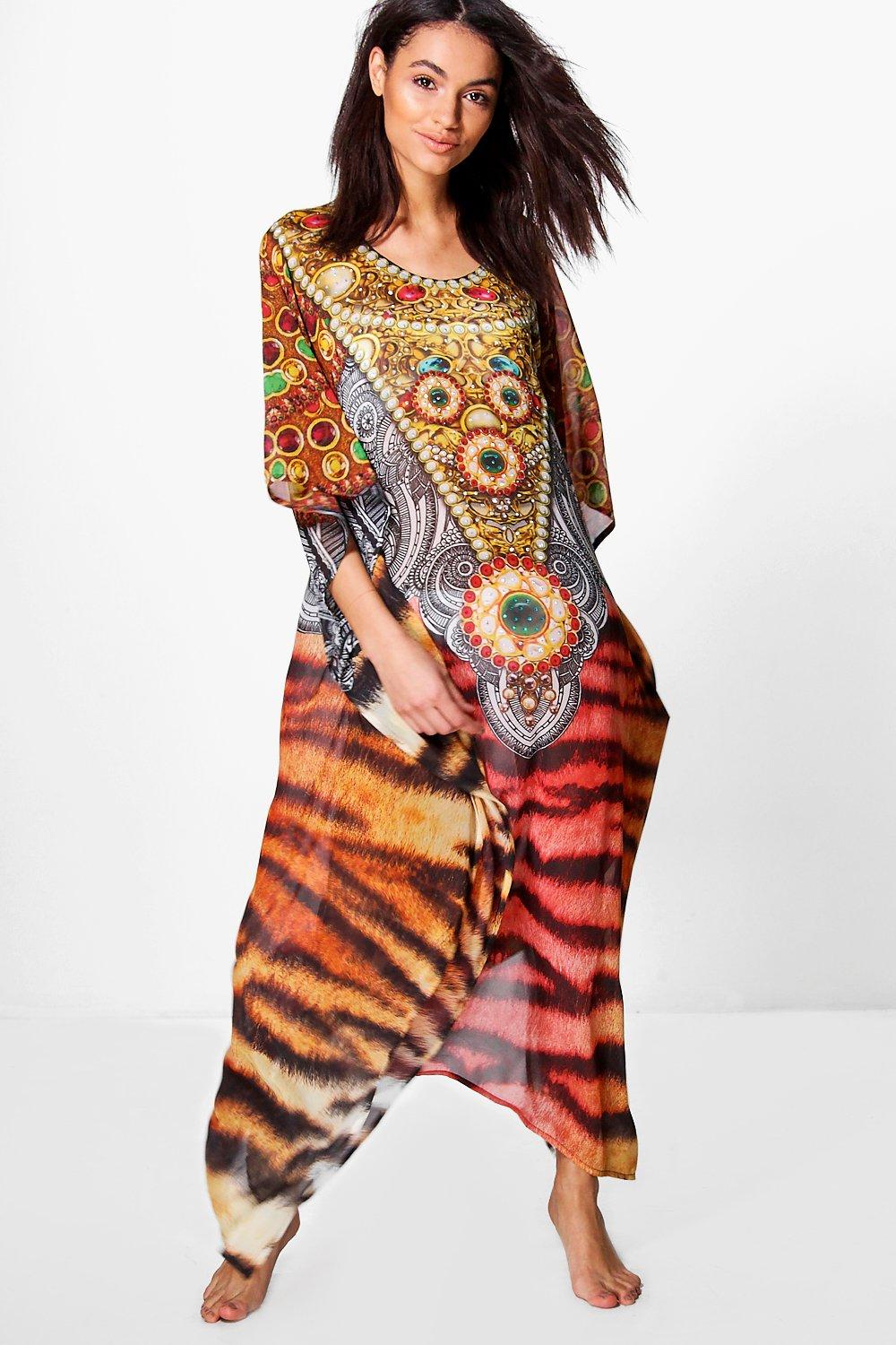embellished maxi beach kaftan